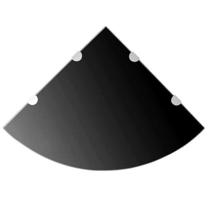 Étagères d'angle 2 pcs et supports chromés Verre Noir 45x45 cm - Photo n°1