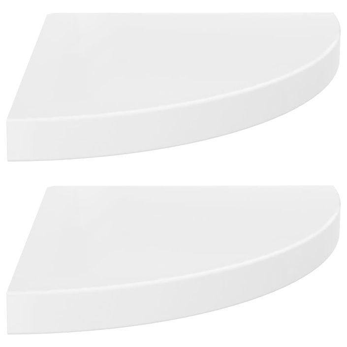 Étagères d'angle flottantes 2pcs Blanc brillant 35x35x3,8cm MDF - Photo n°1