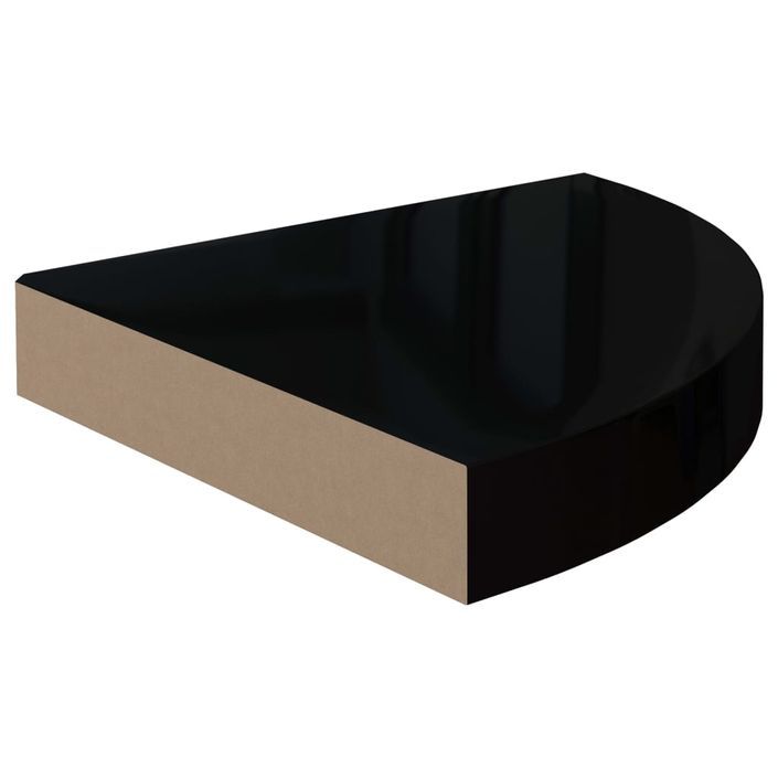 Étagères d'angle flottantes 4 pcs Noir brillant 25x25x3,8cm MDF - Photo n°5