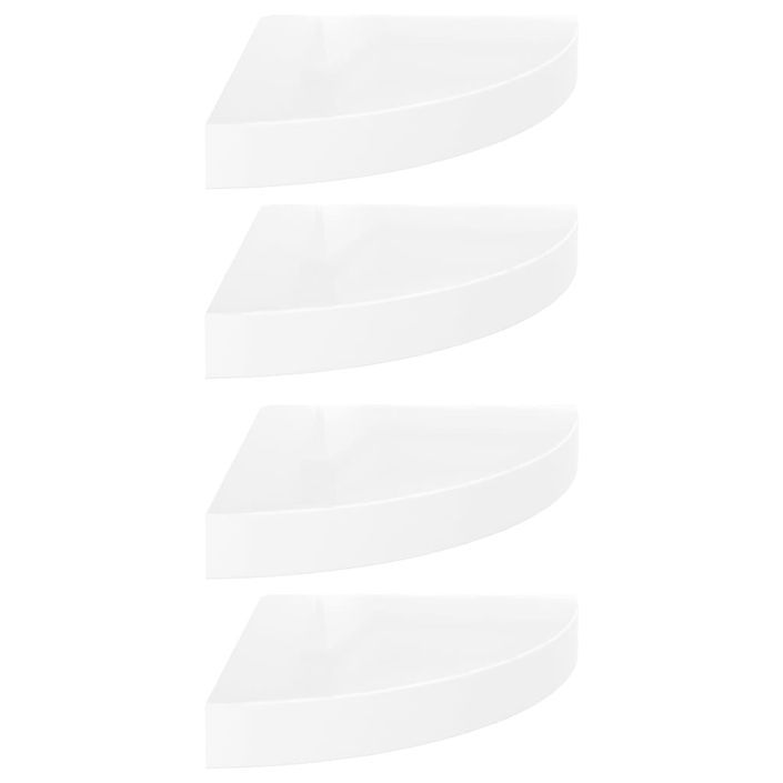 Étagères d'angle flottantes 4pcs Blanc brillant 25x25x3,8cm MDF - Photo n°2