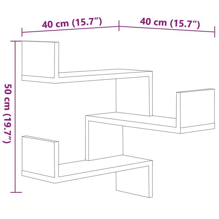 Étagères d'angle murales 2 pcs Chêne marron 40x40x50 cm Bois - Photo n°9