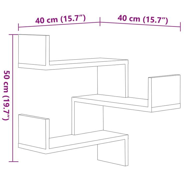 Étagères d'angle murales 2 pcs Sonoma gris 40x40x50 cm Bois - Photo n°9