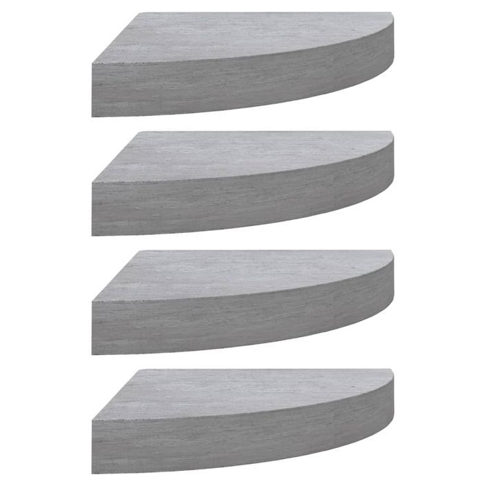 Étagères d'angle murales 4 pcs Gris béton 25x25x3,8 cm MDF - Photo n°1