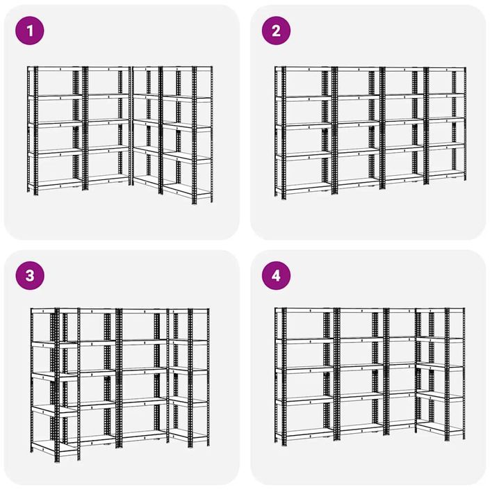 Étagères de rangement 5 niveaux 4 pcs acier bois d'ingénierie - Photo n°7