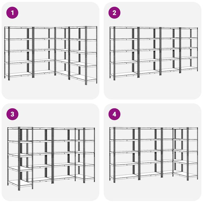 Étagères de rangement 5 niveaux 4 pcs acier bois d'ingénierie - Photo n°7