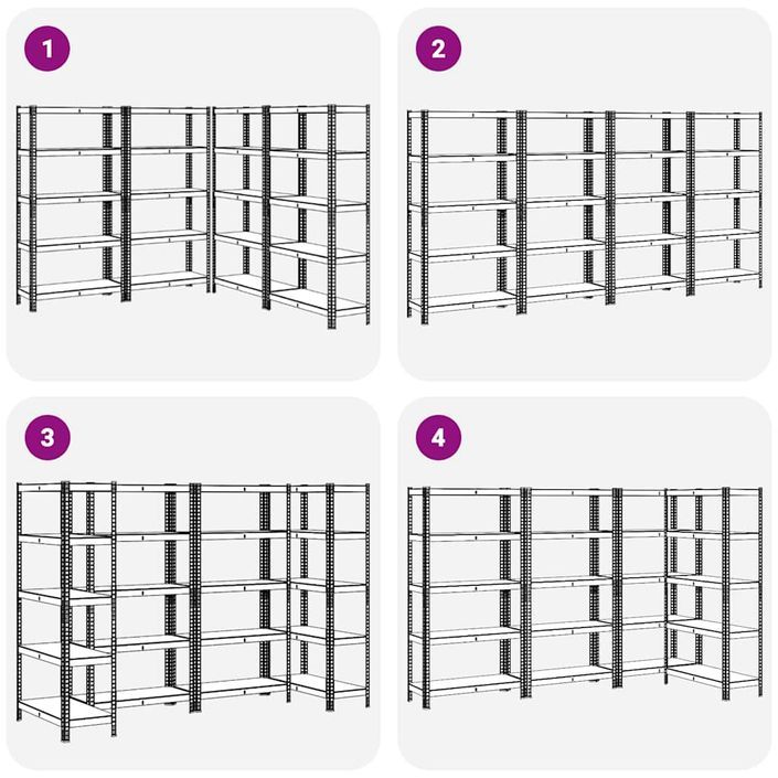 Étagères de rangement 5 niveaux 4 pcs anthracite acier et bois - Photo n°7