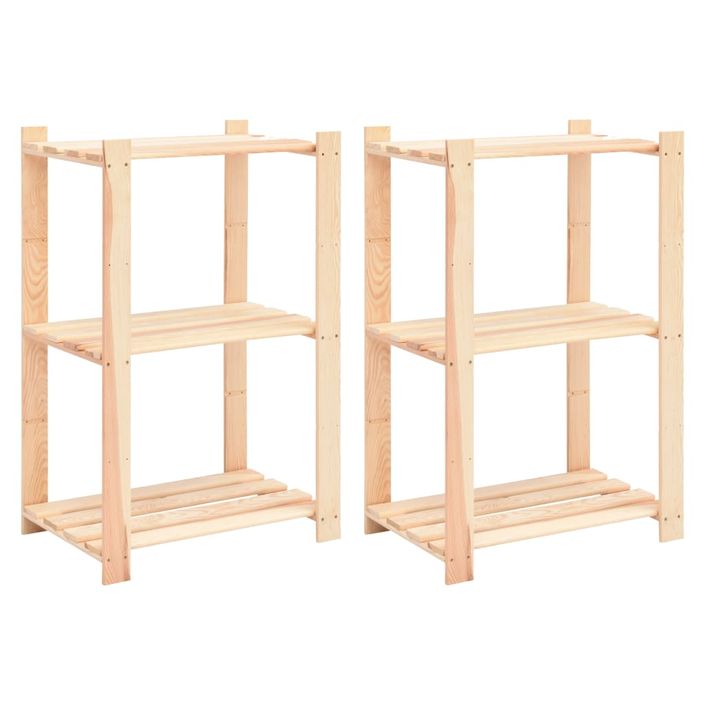 Étagères de rangement à 3 niveaux 2 pcs 60x38x90 cm Pin 150 kg - Photo n°1