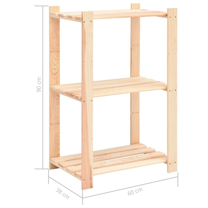 Étagères de rangement à 3 niveaux 2 pcs 60x38x90 cm Pin 150 kg - Photo n°8