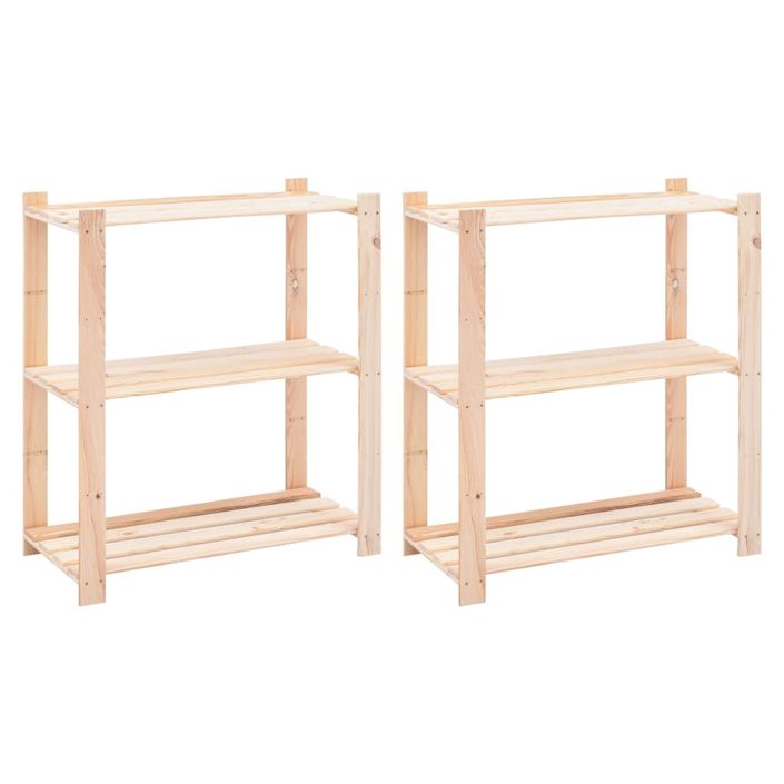 Étagères de rangement à 3 niveaux 2 pcs 80x38x90 cm Pin 150 kg - Photo n°1