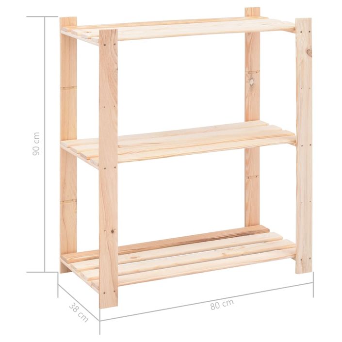 Étagères de rangement à 3 niveaux 2 pcs 80x38x90 cm Pin 150 kg - Photo n°8