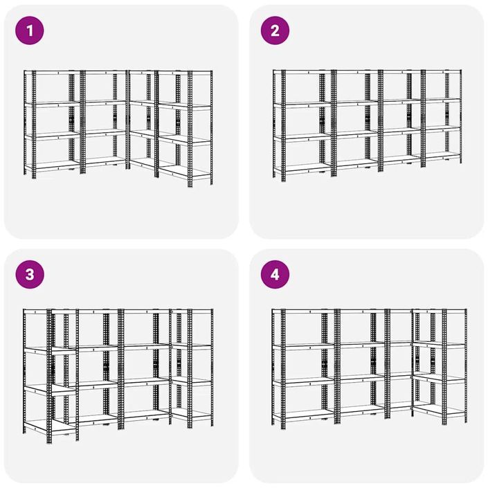 Étagères de rangement à 4 niveaux 4 pcs acier bois d'ingénierie - Photo n°7