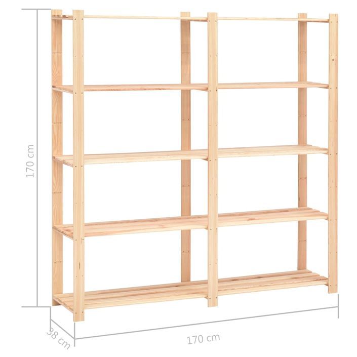 Étagères de rangement à 5 niveaux 10pcs 170x38x170cm Pin 500 kg - Photo n°8