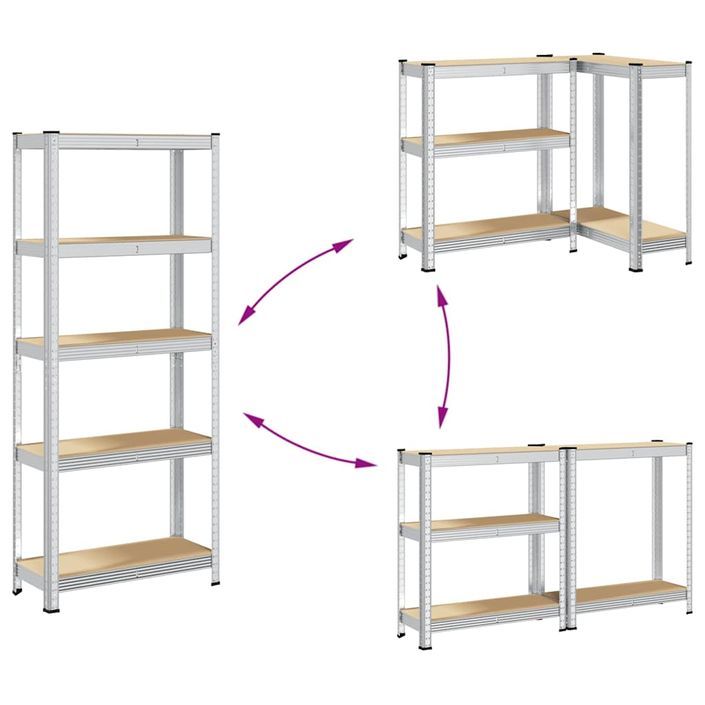 Étagères de rangement à 5 niveaux 2 pcs acier bois d'ingénierie - Photo n°7