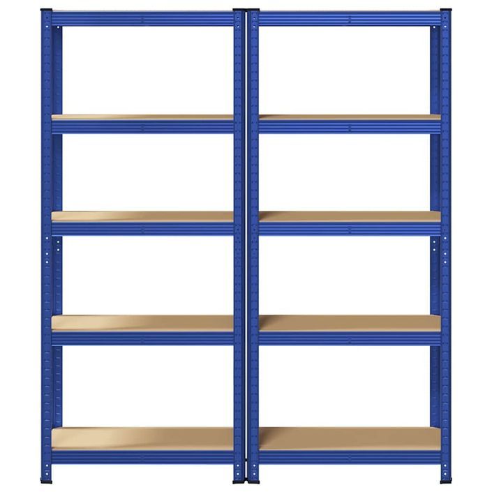 Étagères de rangement à 5 niveaux 2 pcs Bleu Acier et bois - Photo n°4