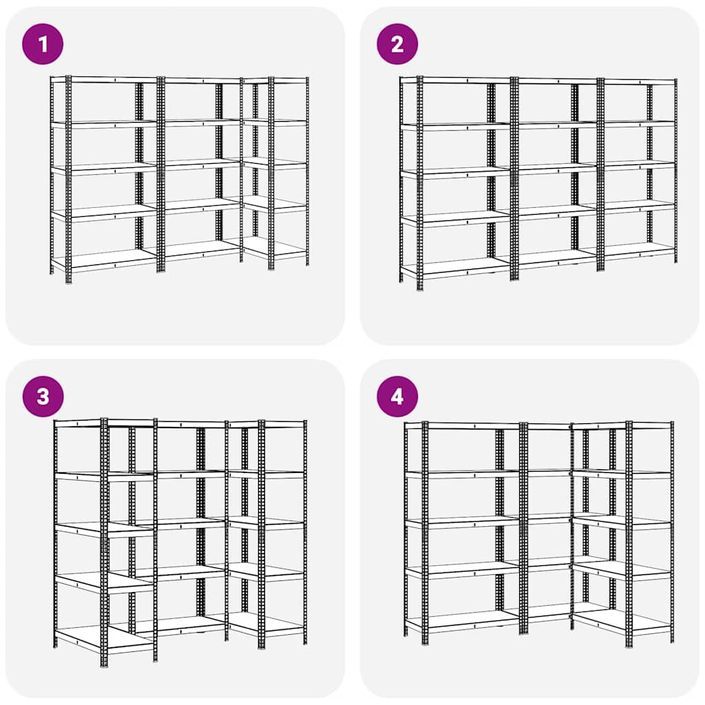 Étagères de rangement à 5 niveaux 3 pcs acier bois d'ingénierie - Photo n°7