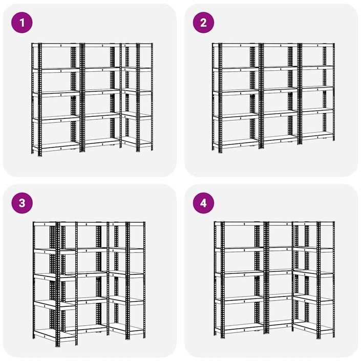 Étagères de rangement à 5 niveaux 3 pcs acier bois d'ingénierie - Photo n°7