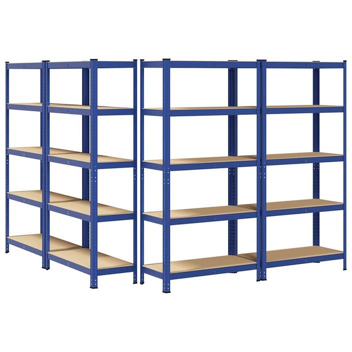 Étagères de rangement à 5 niveaux 4 pcs bleu - Photo n°6