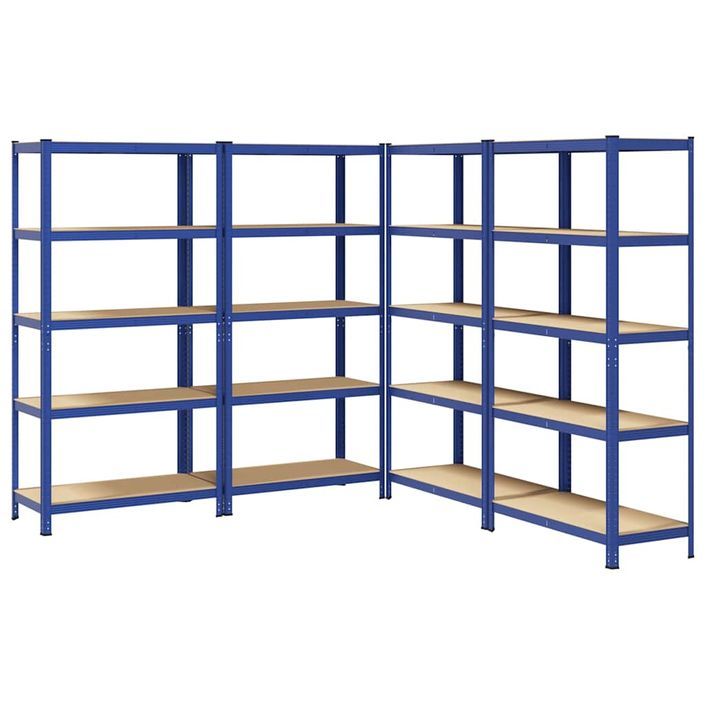 Étagères de rangement à 5 niveaux 4 pcs bleu - Photo n°2