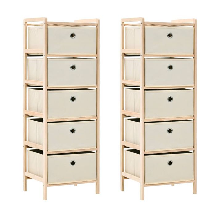 Étagères de rangement avec 5 paniers en tissu 2 pcs Beige Cèdre - Photo n°1