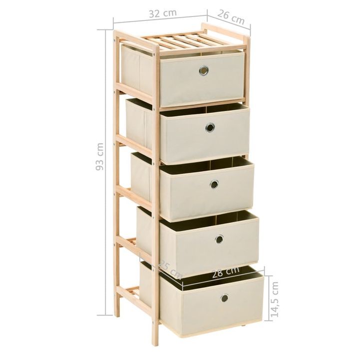 Étagères de rangement avec 5 paniers en tissu 2 pcs Beige Cèdre - Photo n°7