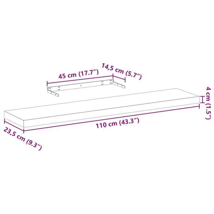 Étagères flottantes 2 pcs 110x23,5x4 cm bois d'ingénierie - Photo n°9