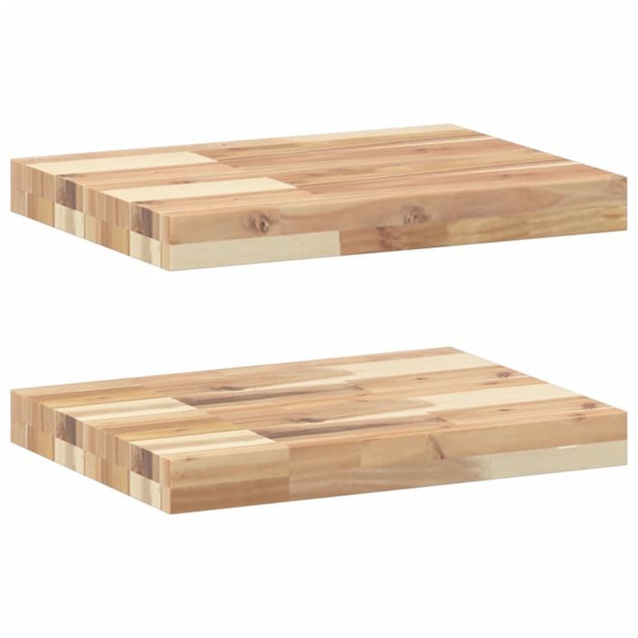 Étagères flottantes 2 pcs 60x30x4 cm acacia massif non traité - Photo n°2