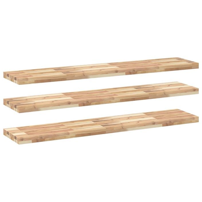 Étagères flottantes 3 pcs 160x30x4 cm acacia massif non traité - Photo n°2