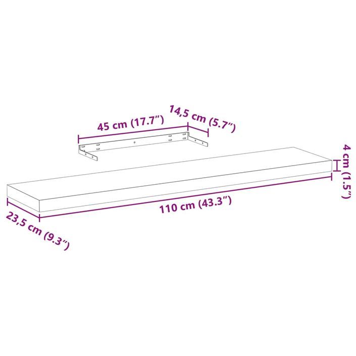 Étagères flottantes 4 pcs 110x23,5x4 cm bois d'ingénierie - Photo n°9