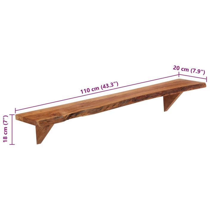 Étagères murales 2 pcs 110x20x18 cm Bois massif d'acacia - Photo n°11