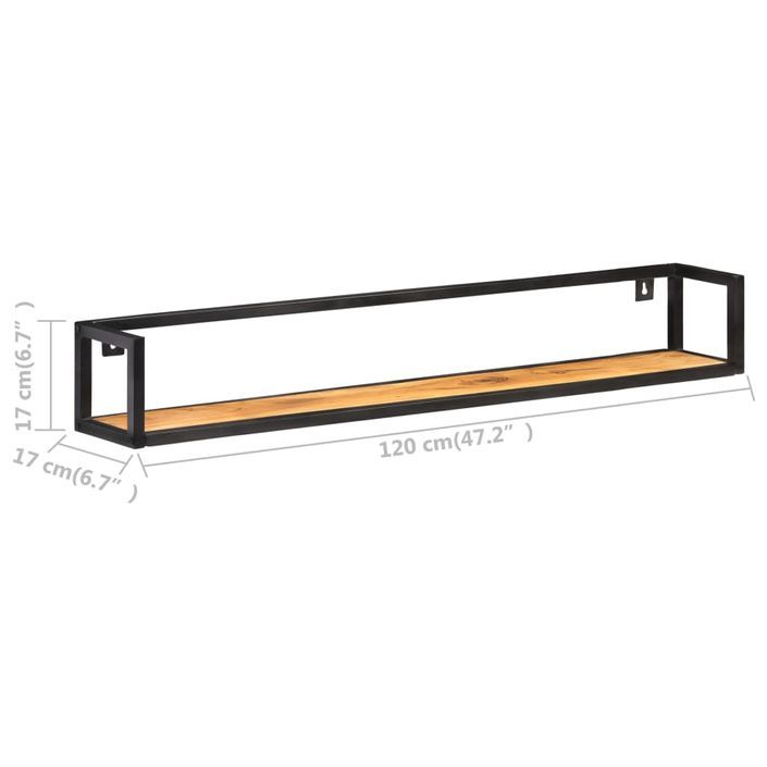 Étagères murales 2 pcs 120 cm Bois d'acacia massif - Photo n°7