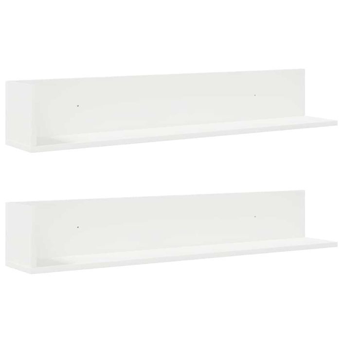 Étagères murales 2 pcs blanc 100x16,5x16,5 cm bois d'ingénierie - Photo n°2