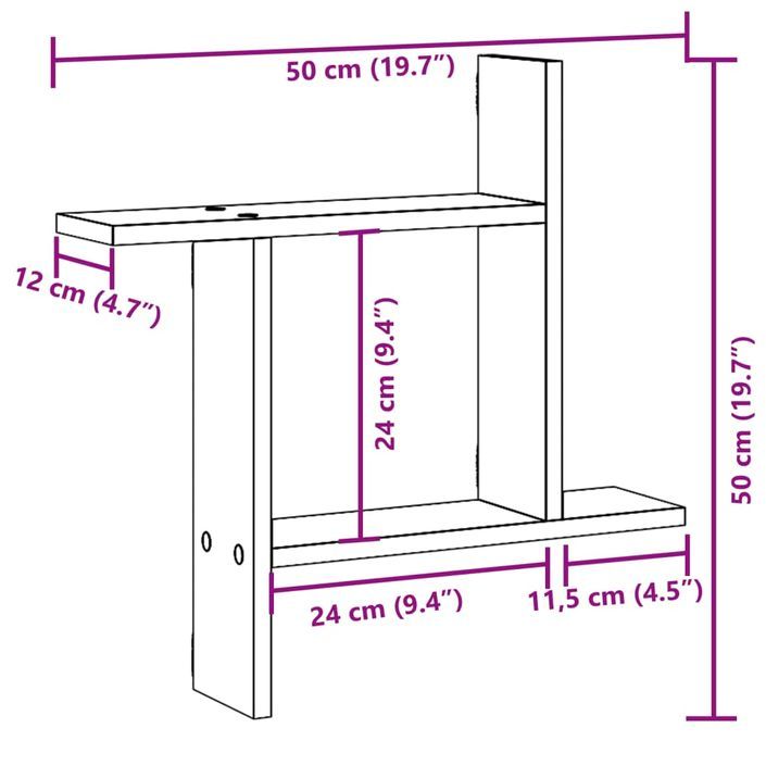 Étagères murales 2 pcs blanc 50x12x50 cm bois d'ingénierie - Photo n°11