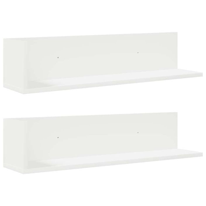 Étagères murales 2 pcs blanc 75x16,5x16,5 cm bois d'ingénierie - Photo n°2