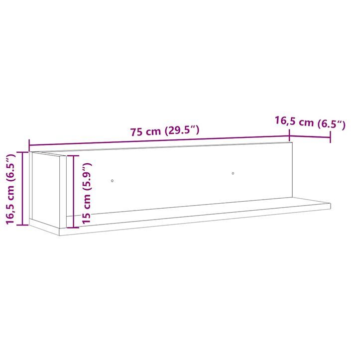 Étagères murales 2 pcs blanc 75x16,5x16,5 cm bois d'ingénierie - Photo n°11