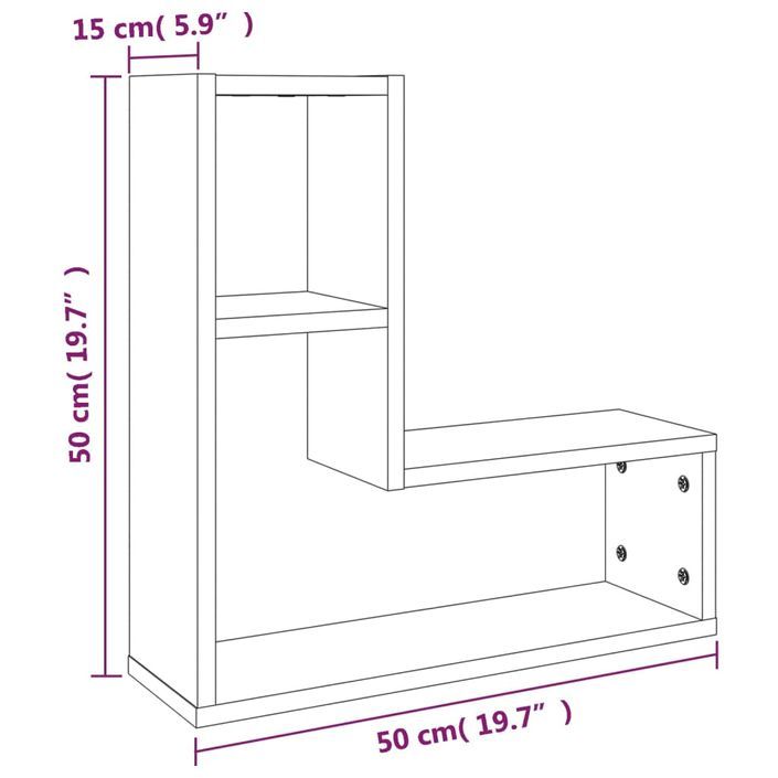 Étagères murales 2 pcs Chêne fumé 50x15x50 cm Bois d'ingénierie - Photo n°8