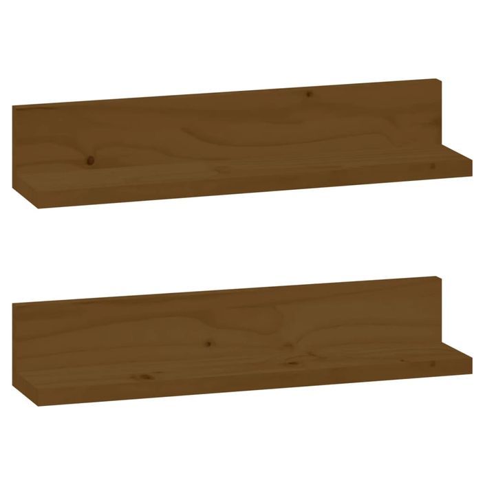 Étagères murales 2 pcs Marron miel 50x11x9cm Bois de pin massif - Photo n°1