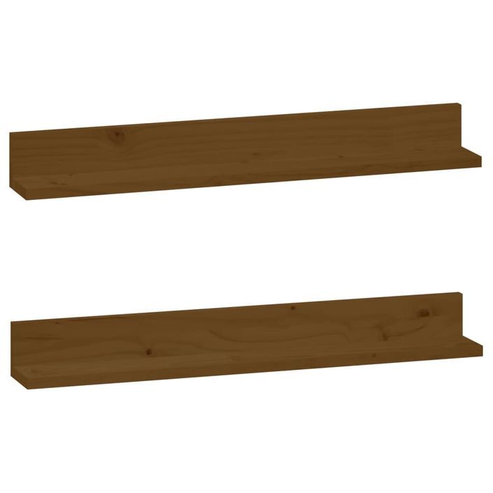 Étagères murales 2 pcs Marron miel 80x11x9cm Bois de pin massif - Photo n°1