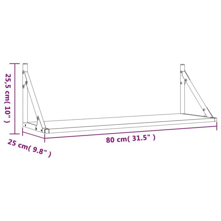 Étagères murales 2 pcs noir 80x25x25,5 cm bois d'ingénierie - Photo n°9