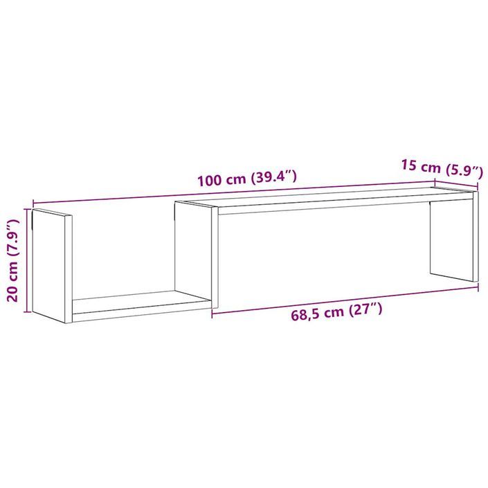 Étagères murales 2 pcs vieux bois 100x15x20cm bois d'ingénierie - Photo n°10