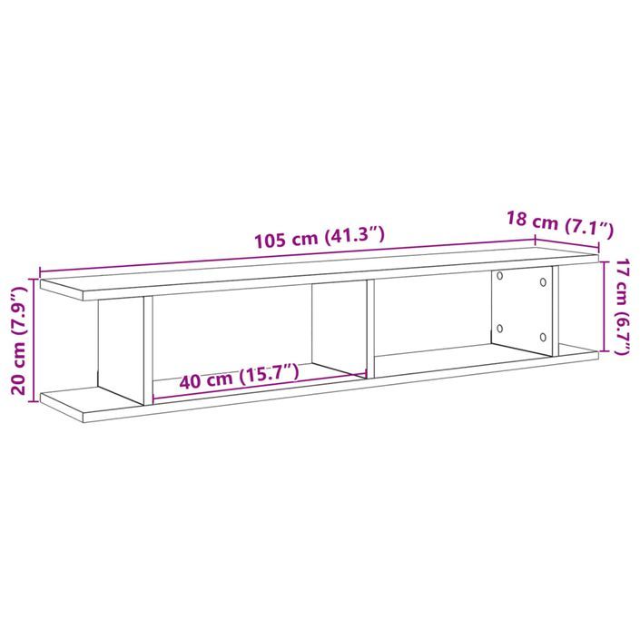 Étagères murales 2 pcs vieux bois 105x18x20cm bois d'ingénierie - Photo n°10