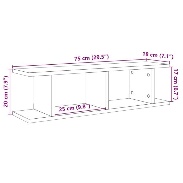 Étagères murales 2 pcs vieux bois 75x18x20 cm bois d'ingénierie - Photo n°10