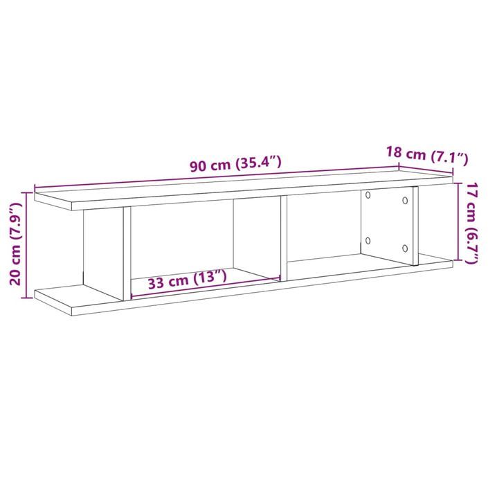 Étagères murales 2 pcs vieux bois 90x18x20 cm bois d'ingénierie - Photo n°10