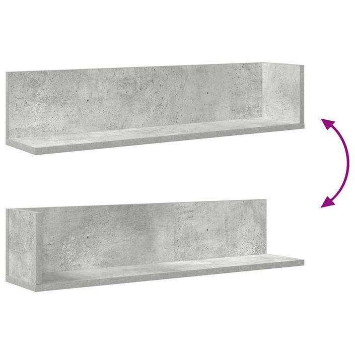 Étagères murales 2pcs gris béton 75x16,5x16,5cm bois ingénierie - Photo n°8