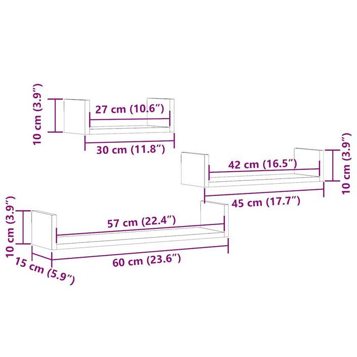 Étagères murales 3 pcs chêne artisanal bois d'ingénierie - Photo n°9