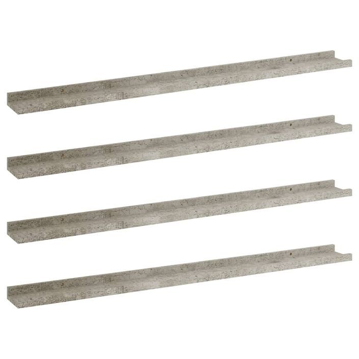 Étagères murales 4 pcs Gris béton 100x9x3 cm - Photo n°2