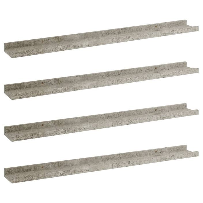 Étagères murales 4 pcs Gris béton 80x9x3 cm - Photo n°2