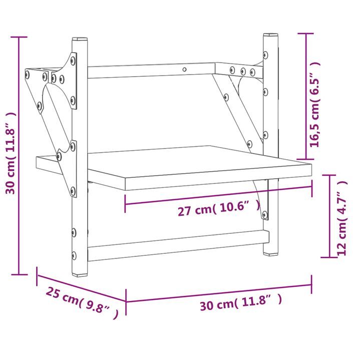 Étagères murales avec barres 2 pcs chêne sonoma 30x25x30 cm - Photo n°9