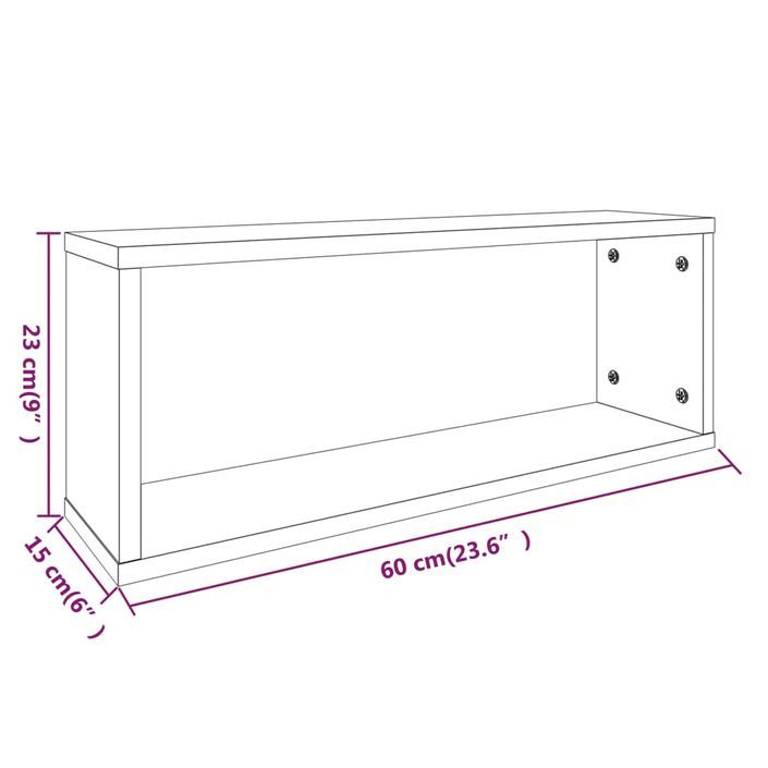 Étagères murales cube 2 pcs Chêne marron 60x15x23 cm Bois - Photo n°8