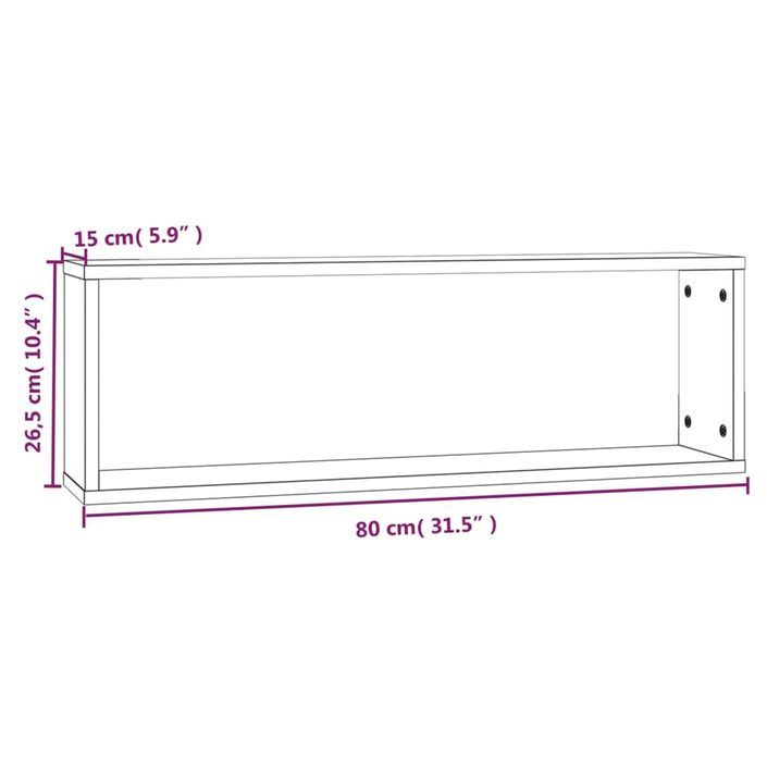 Étagères murales cubiques 4 pcs Sonoma gris 80x15x26,5 cm - Photo n°10