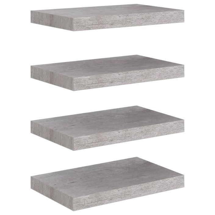 Étagères murales flottantes 4 pcs Gris béton 40x23x3,8 cm MDF - Photo n°1